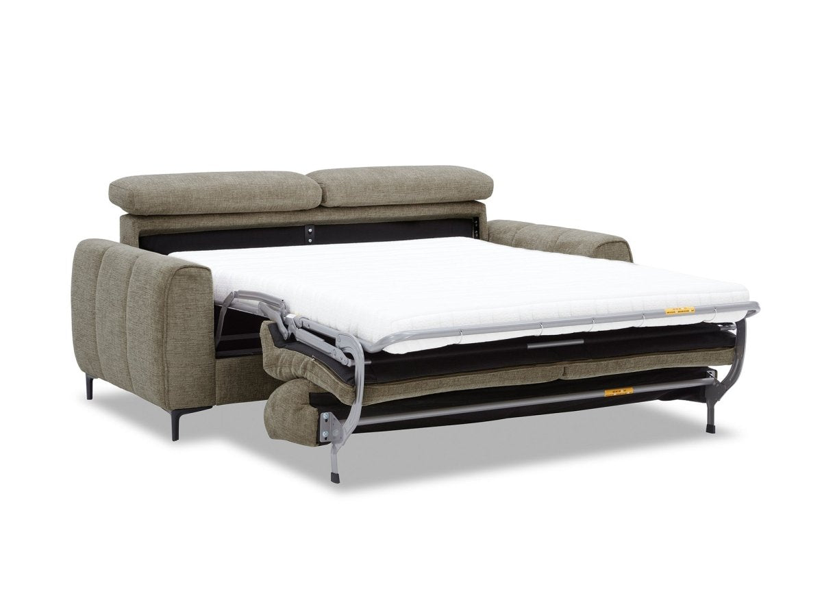 Canapé convertible express 3 places en velours texturé taupe CALEB