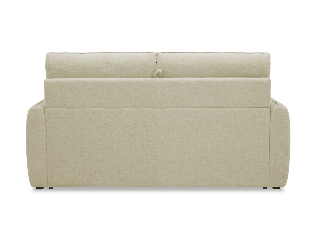 Canapé convertible express 3 places matelas 15 cm en tissu texturé beige ADILIO