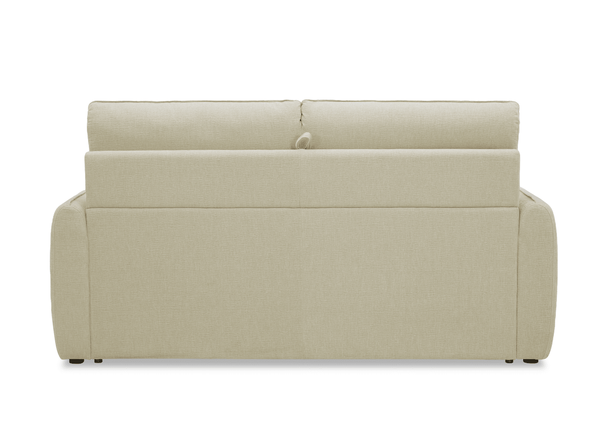 Canapé convertible express 3 places matelas 15 cm en tissu texturé beige ADILIO
