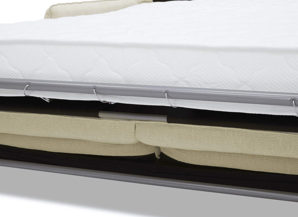 Canapé convertible express 3 places matelas 15 cm en tissu texturé beige ADILIO