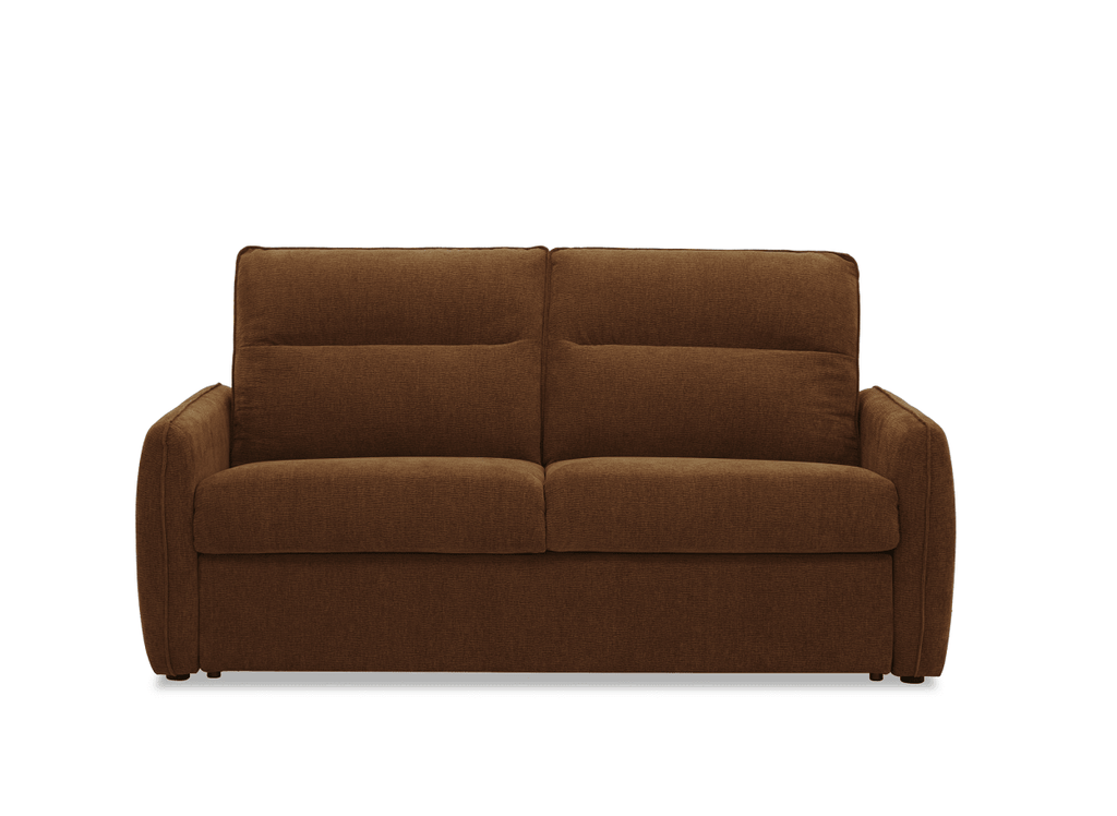 Canapé convertible express 3 places matelas 15 cm en tissu texturé terracotta ADILIO