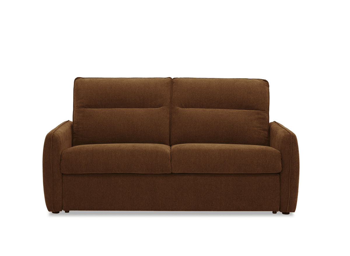 Canapé convertible express 3 places matelas 15 cm en tissu texturé terracotta ADILIO