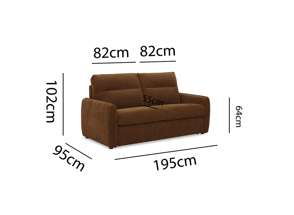 Canapé convertible express 3 places matelas 15 cm en tissu texturé terracotta ADILIO