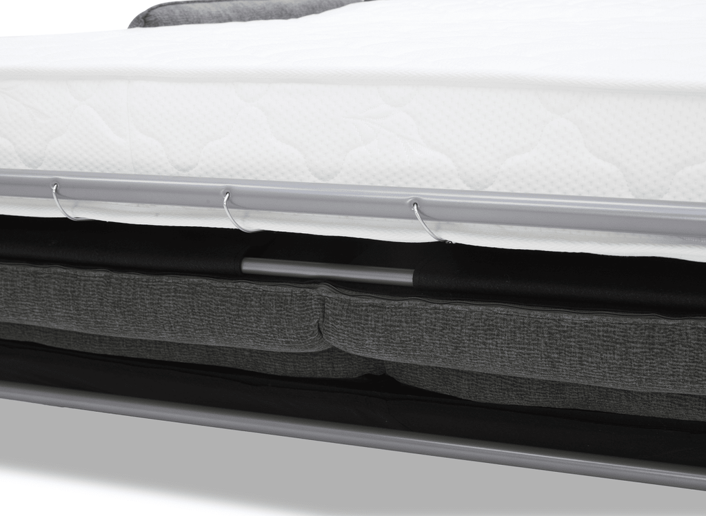 Canapé convertible express 3 places matelas 15 cm en tissu texturé gris ADILIO