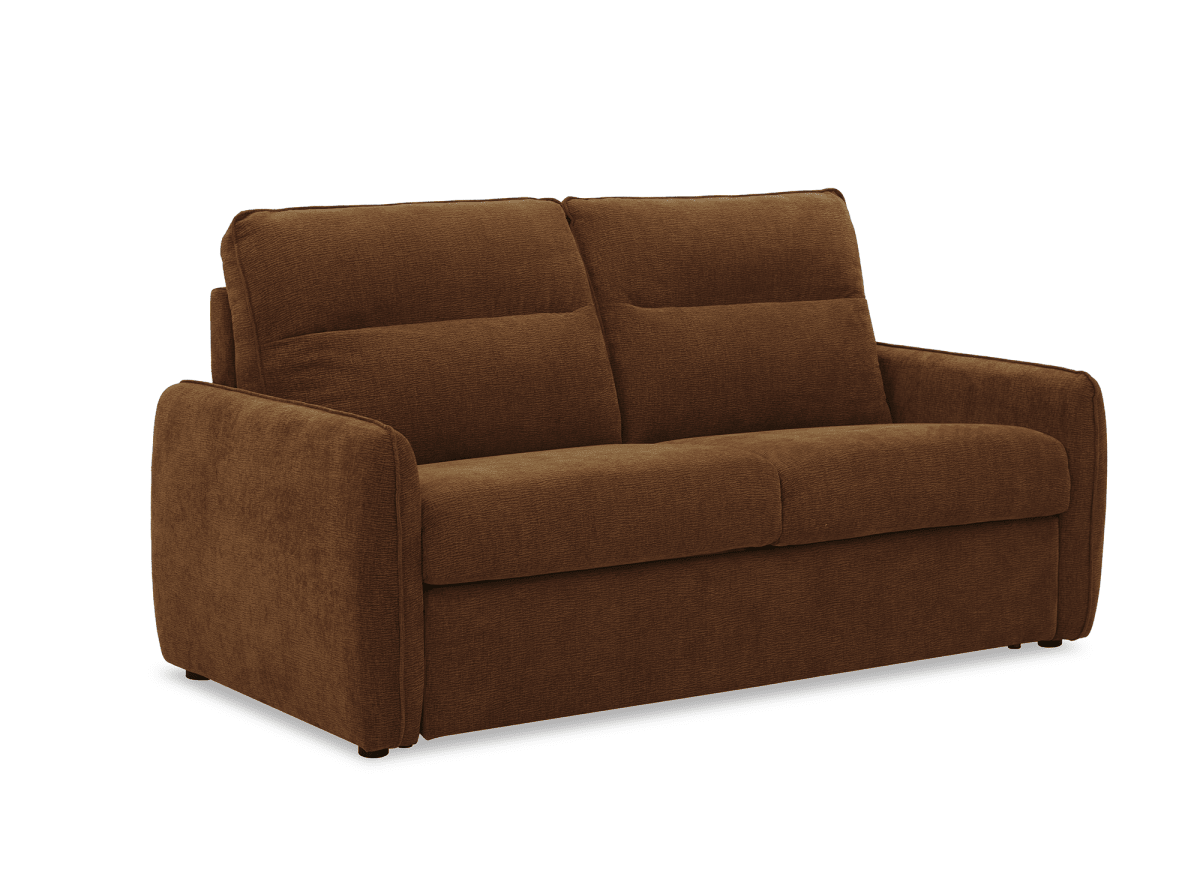 Canapé convertible express 3 places matelas 15 cm en tissu texturé terracotta ADILIO