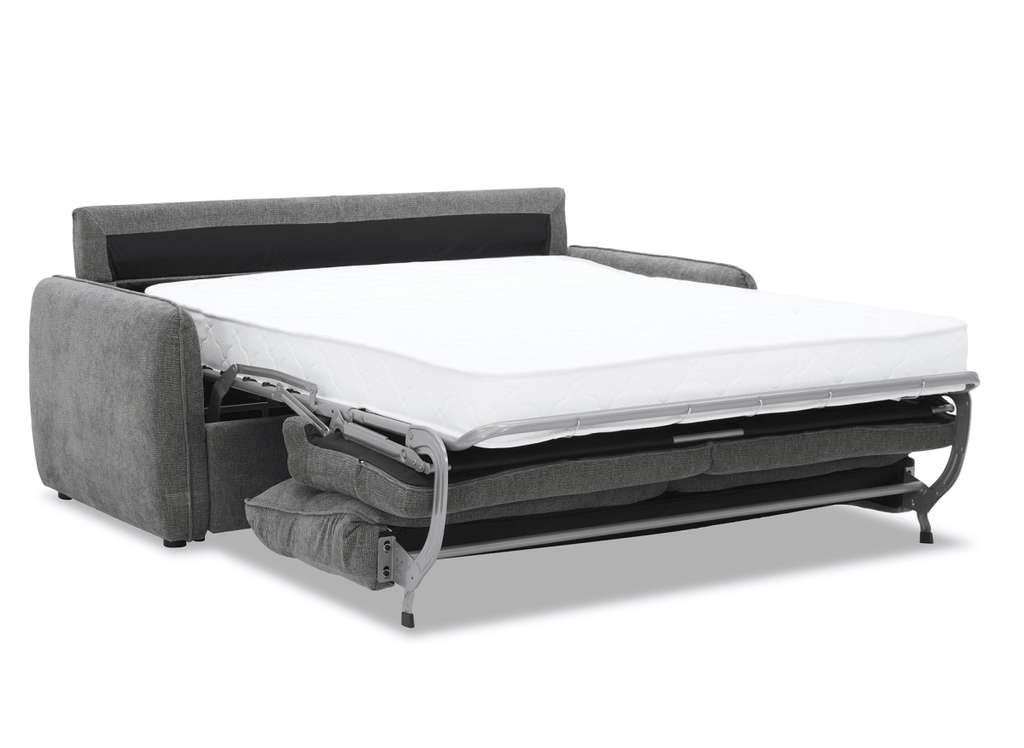 Canapé convertible express 3 places matelas 15 cm en tissu texturé gris ADILIO