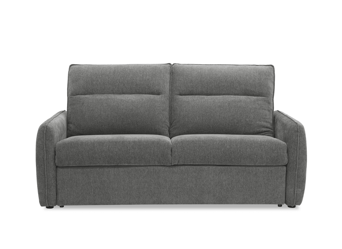 Canapé convertible express 3 places matelas 15 cm en tissu texturé gris ADILIO