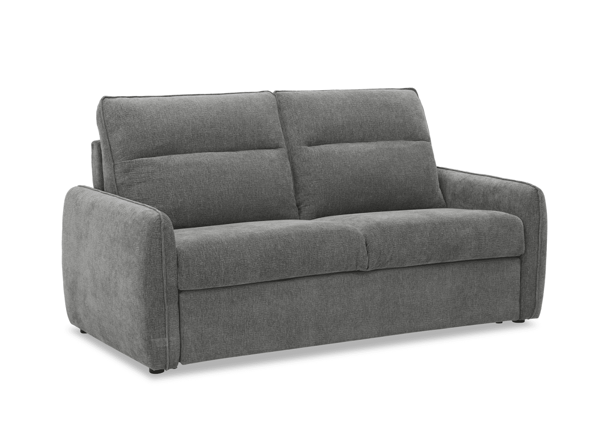 Canapé convertible express 3 places matelas 15 cm en tissu texturé gris ADILIO