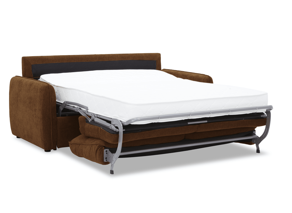 Canapé convertible express 3 places matelas 15 cm en tissu texturé terracotta ADILIO