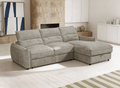 Canapé d'angle convertible avec coffre de rangement en velours chiné taupe SAMINA - Angle droit