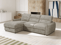 Canapé d'angle convertible avec coffre de rangement en velours chiné taupe SAMINA - Angle gauche