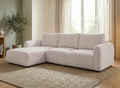 Canapé d'angle convertible avec coffre en tissu bouclette beige MARLA - Angle gauche