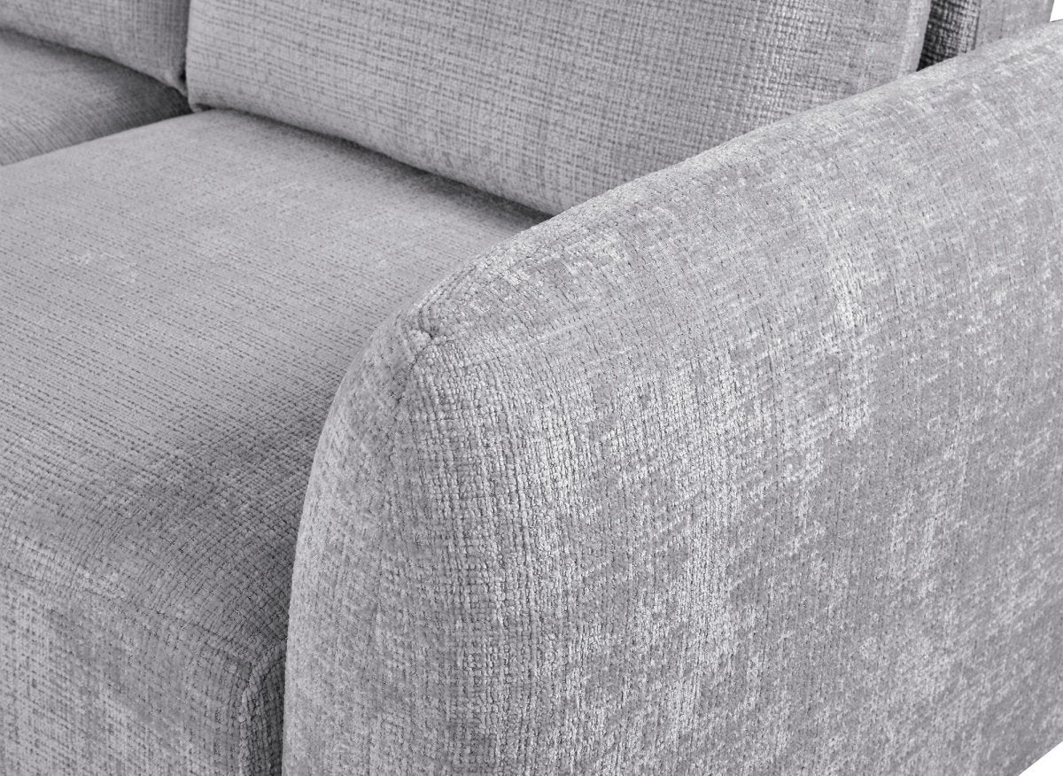 Canapé d'angle convertible avec coffre en velours chiné gris MARLA - Angle gauche