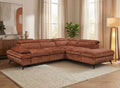 Canapé d'angle convertible avec coffre en velours chiné terracotta LUFY - Angle droit