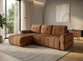 Canapé d'angle convertible avec coffre en velours chiné terracotta MAHLONE - Angle gauche