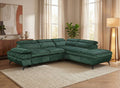 Canapé d'angle convertible avec coffre en velours chiné vert LUFY - Angle droit