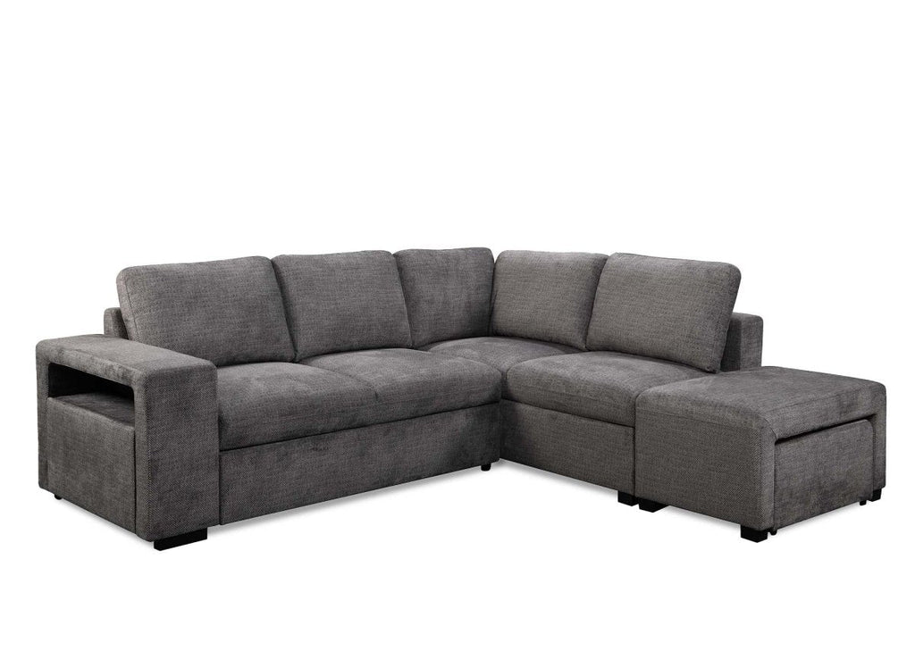 Canapé d'angle convertible en tissu gris foncé ALBAN - Angle droit