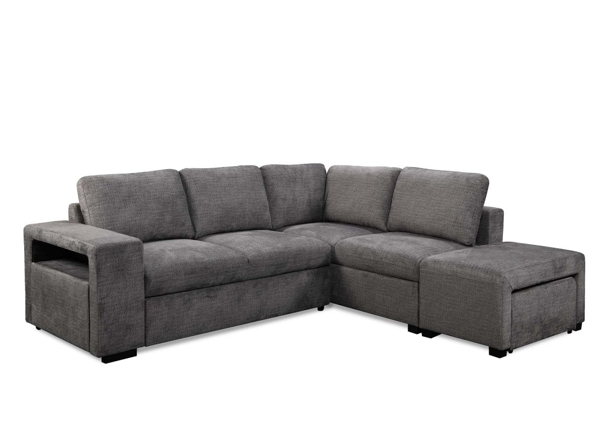 Canapé d'angle convertible en tissu gris foncé ALBAN - Angle droit