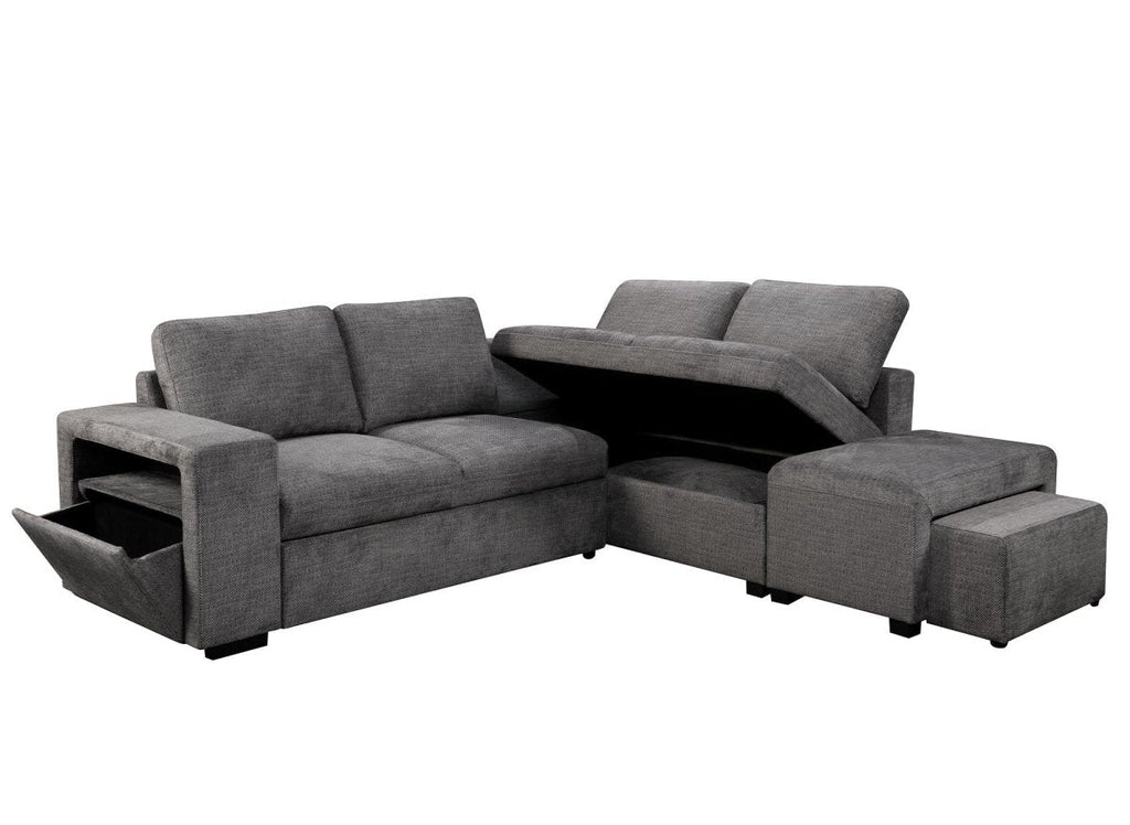 Canapé d'angle convertible en tissu gris foncé ALBAN - Angle droit
