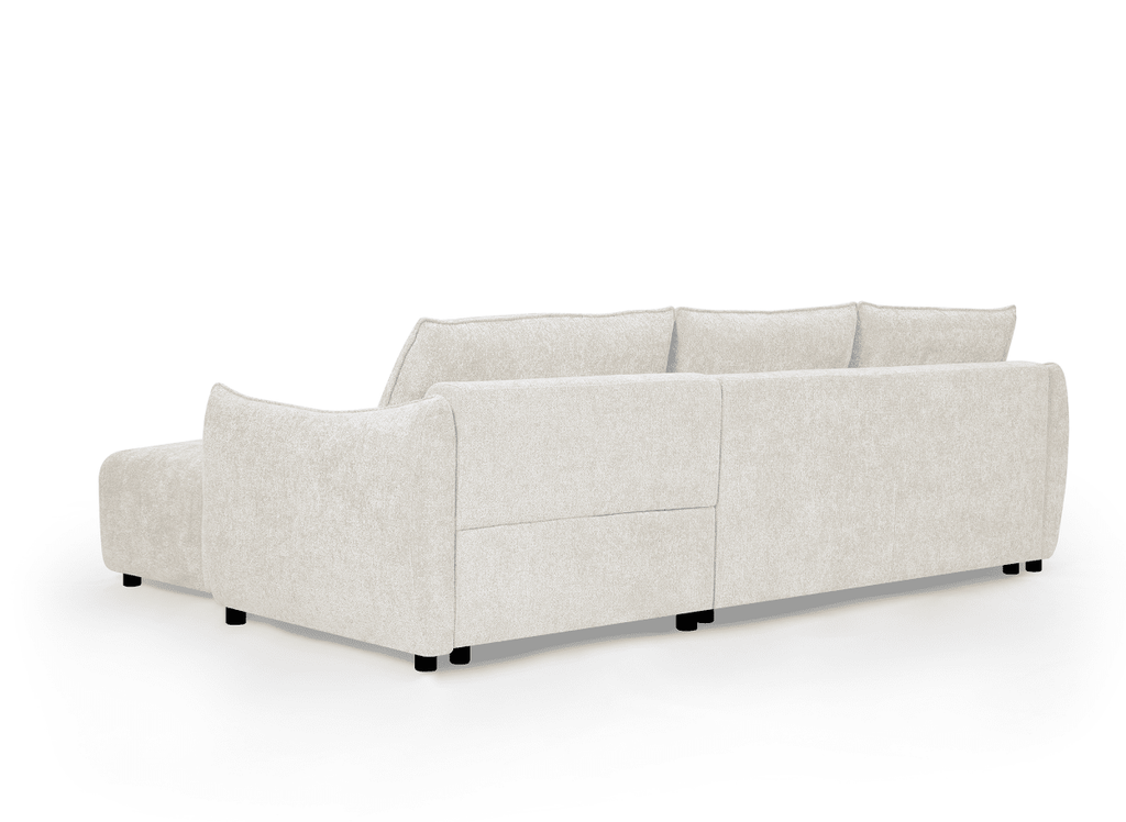 Canapé d'angle convertible et réversible en velours chiné beige  MYSA