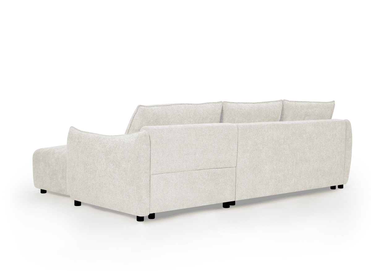 Canapé d'angle convertible et réversible en velours chiné beige  MYSA