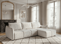 Canapé d'angle convertible et réversible en velours chiné beige  MYSA