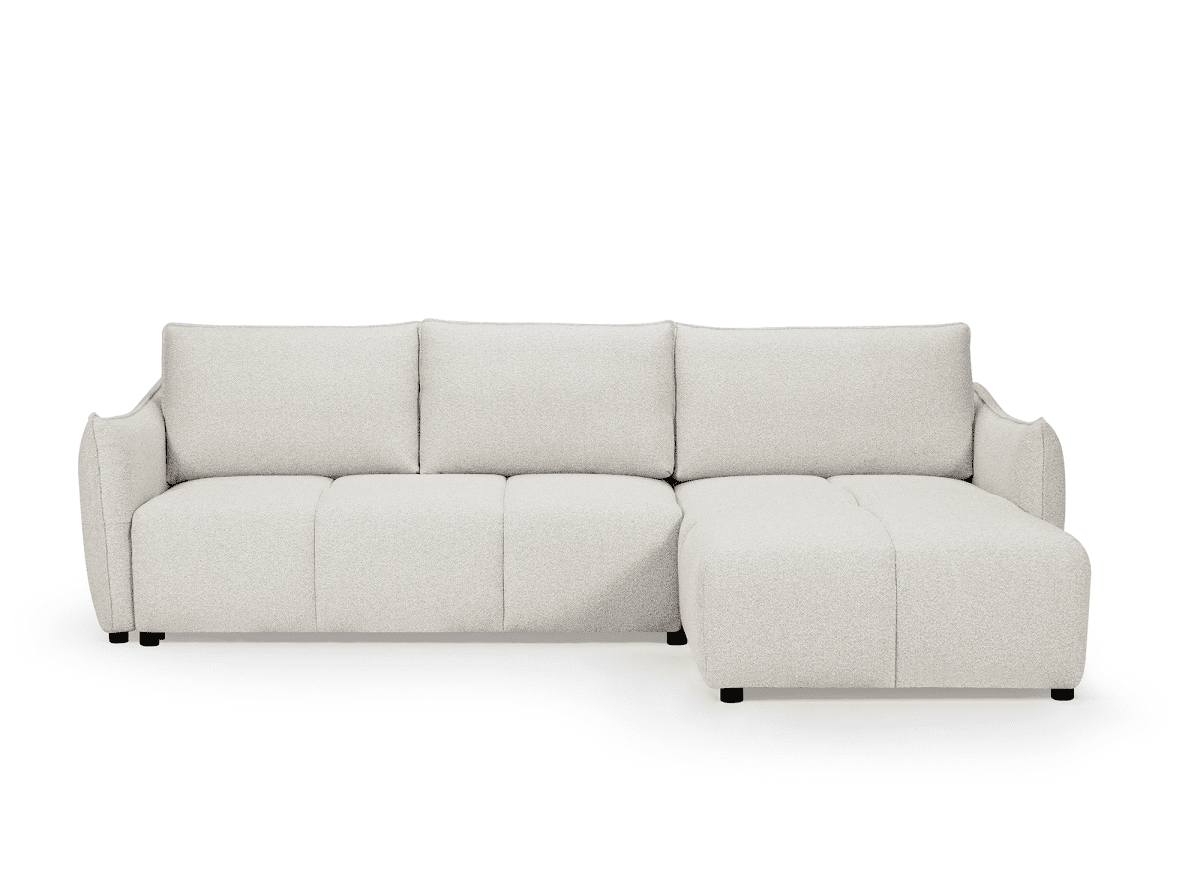 Canapé d'angle convertible et réversible en velours chiné beige  MYSA