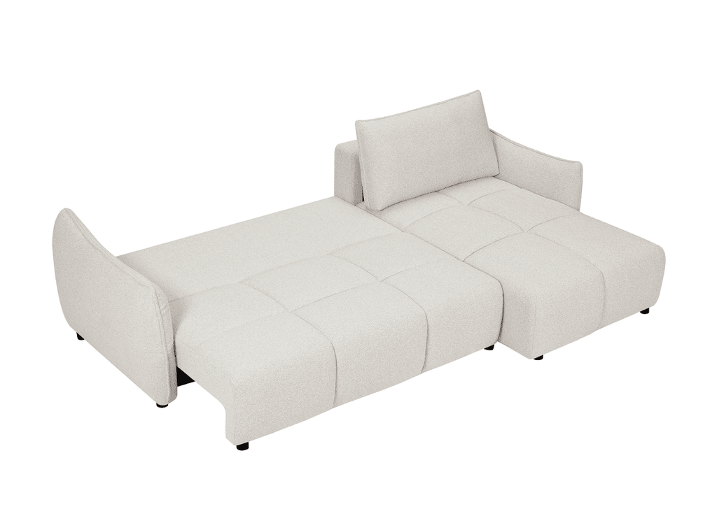 Canapé d'angle convertible et réversible en velours chiné beige  MYSA