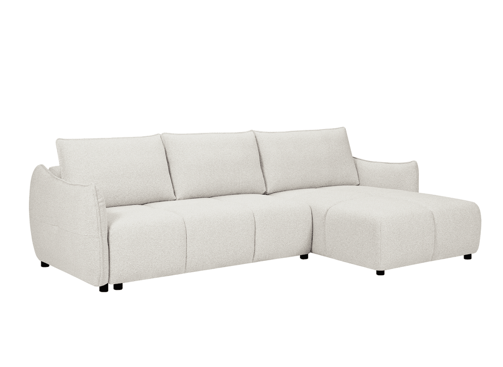Canapé d'angle convertible et réversible en velours chiné beige  MYSA