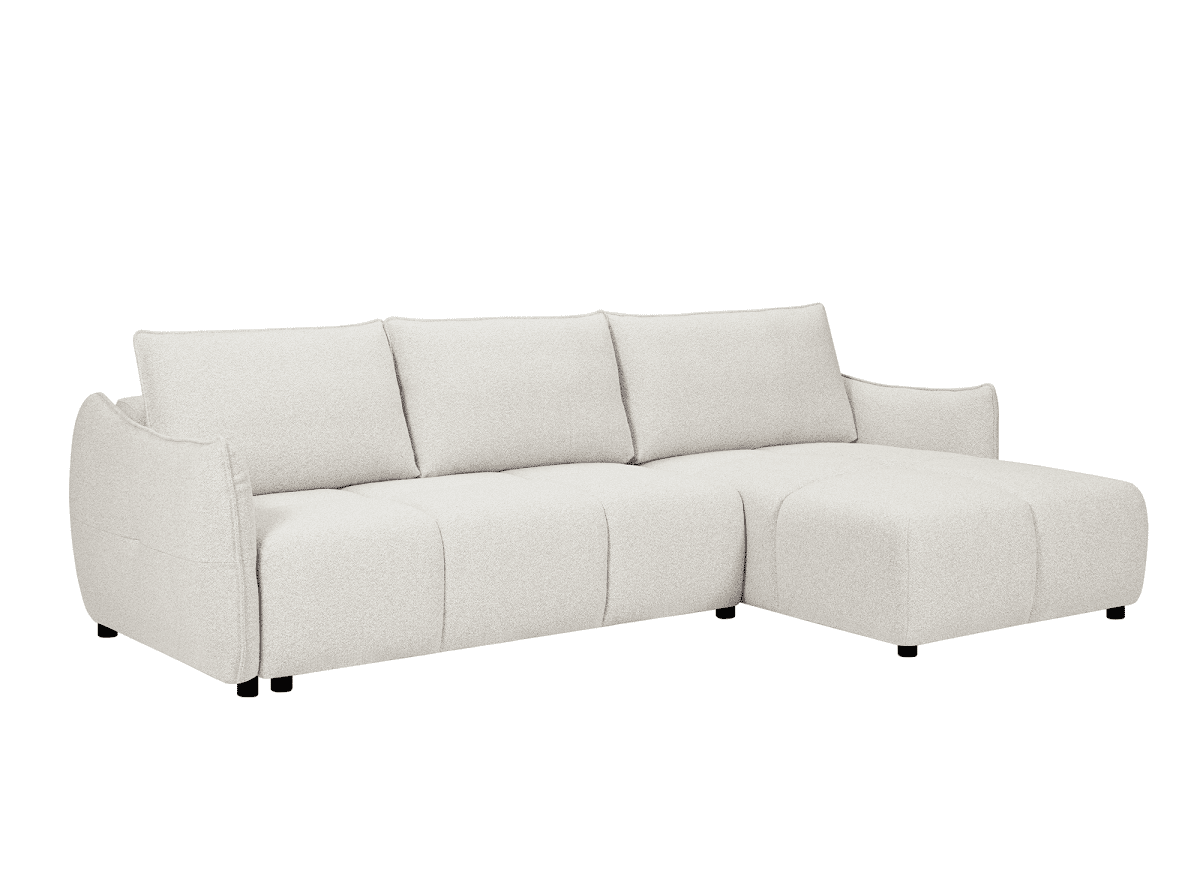 Canapé d'angle convertible et réversible en velours chiné beige  MYSA