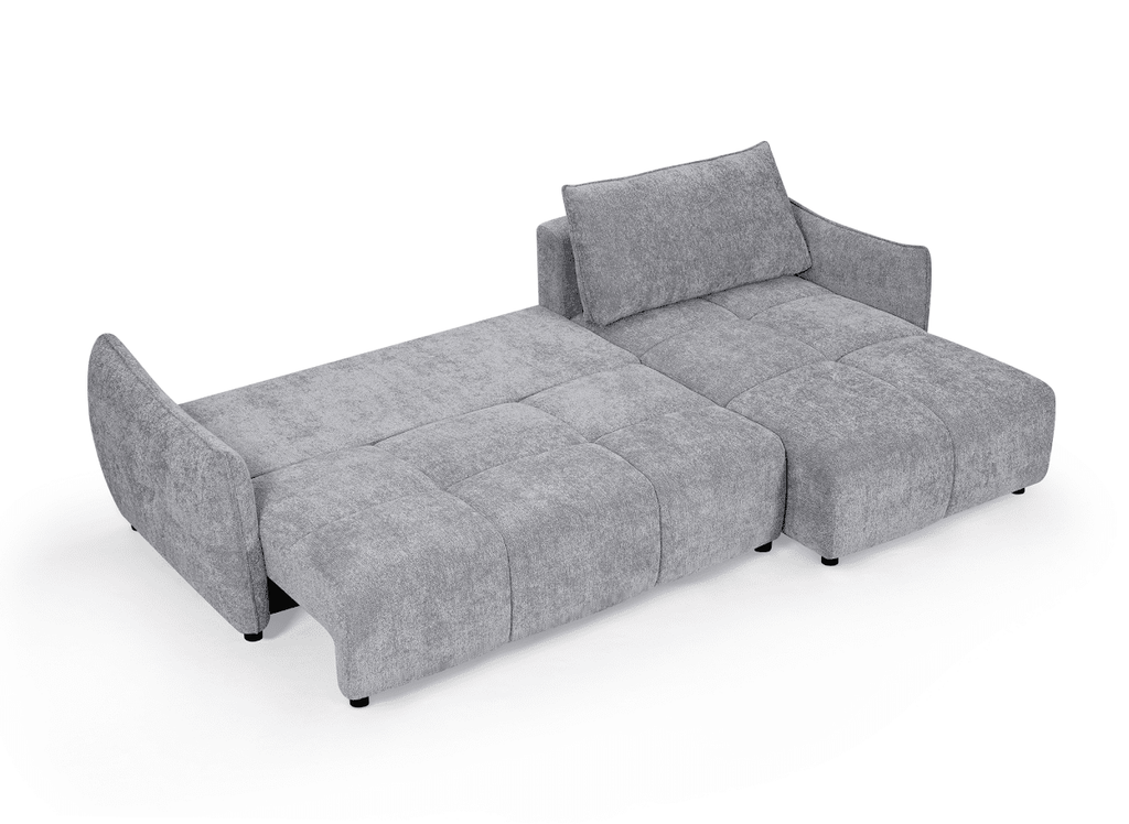 Canapé d'angle convertible et réversible en velours chiné gris MYSA