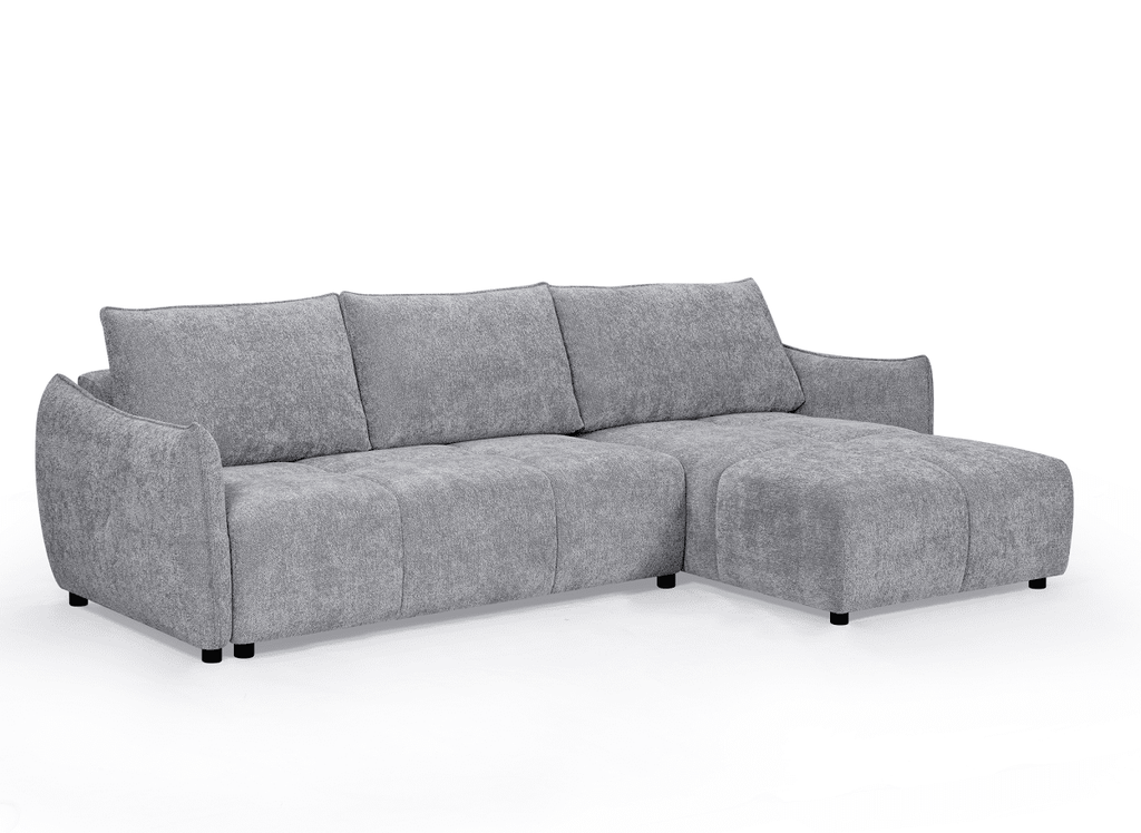 Canapé d'angle convertible et réversible en velours chiné gris MYSA