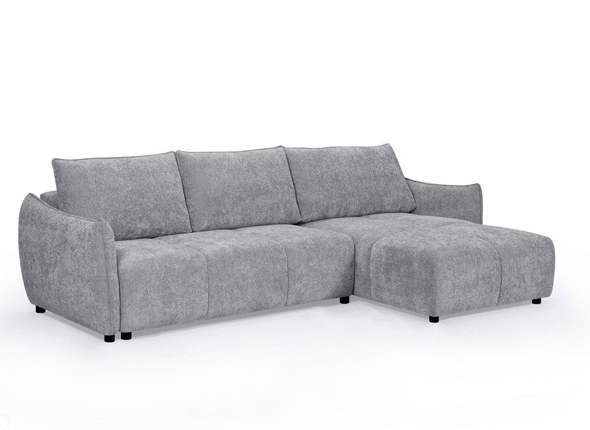 Canapé d'angle convertible et réversible en velours chiné gris MYSA