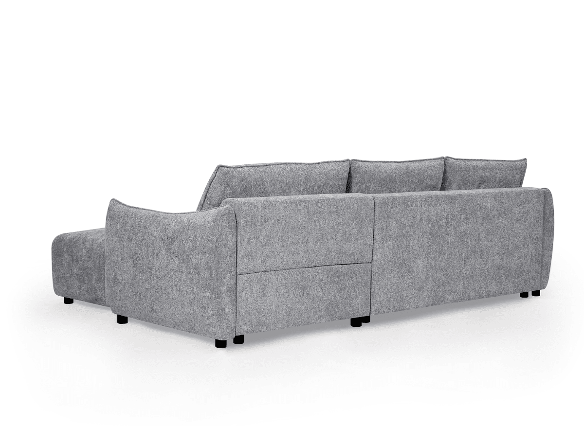 Canapé d'angle convertible et réversible en velours chiné gris MYSA