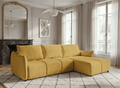 Canapé d'angle convertible et réversible en velours chiné jaune MYSA