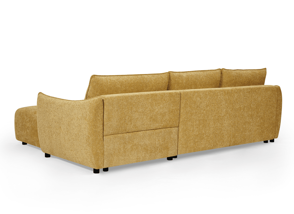 Canapé d'angle convertible et réversible en velours chiné jaune MYSA