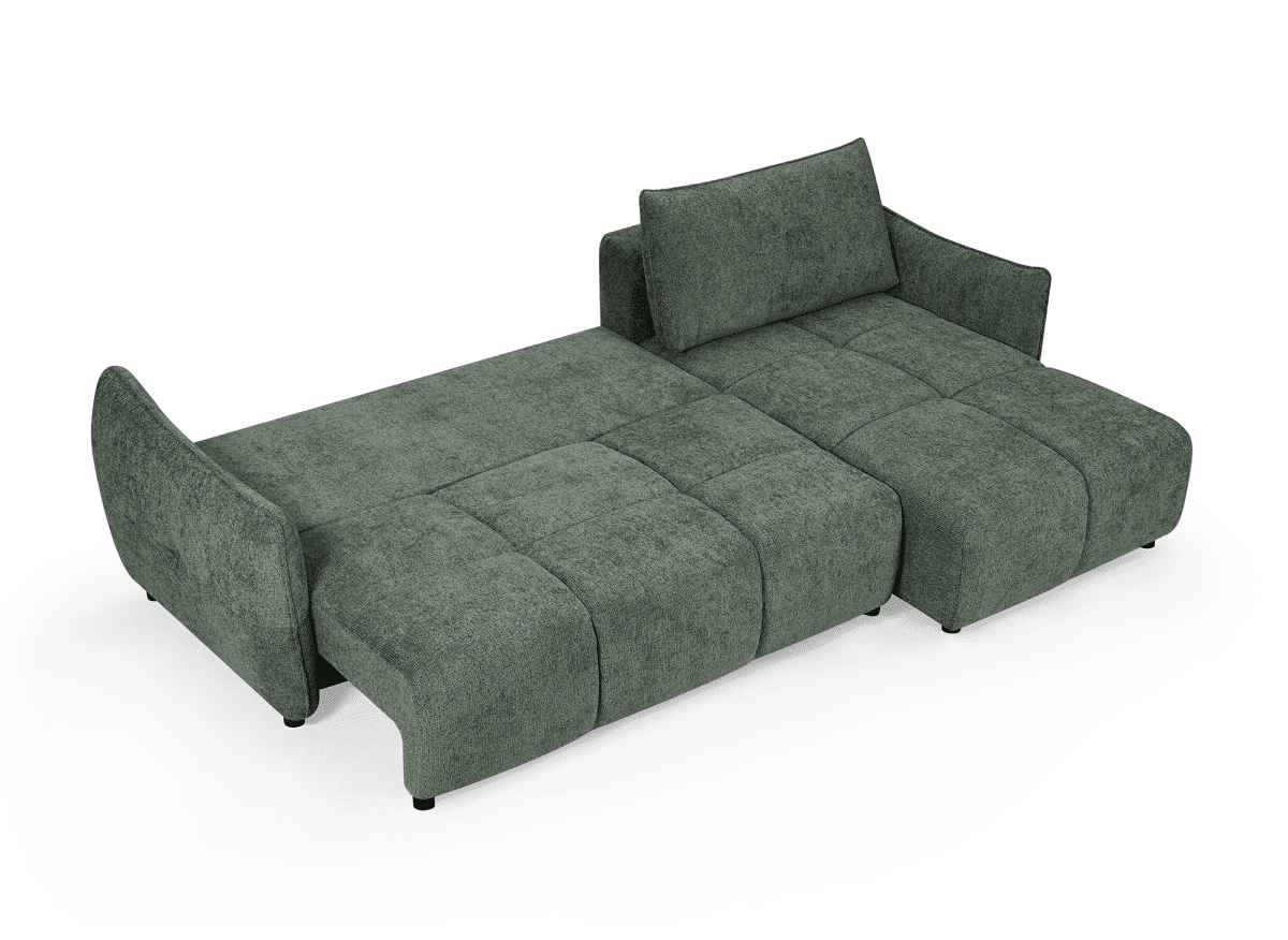 Canapé d'angle convertible et réversible en velours chiné vert olive  MYSA