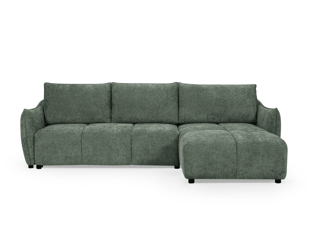 Canapé d'angle convertible et réversible en velours chiné vert olive  MYSA