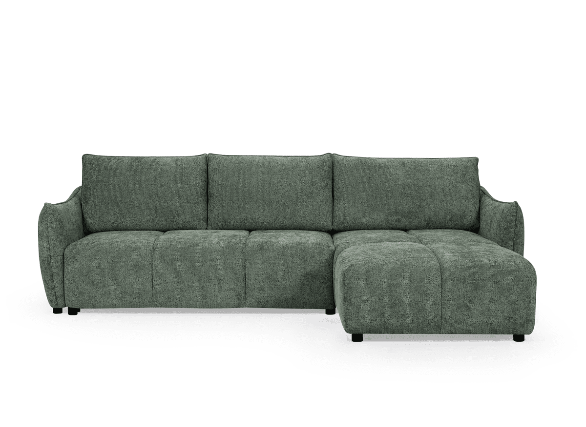 Canapé d'angle convertible et réversible en velours chiné vert olive  MYSA