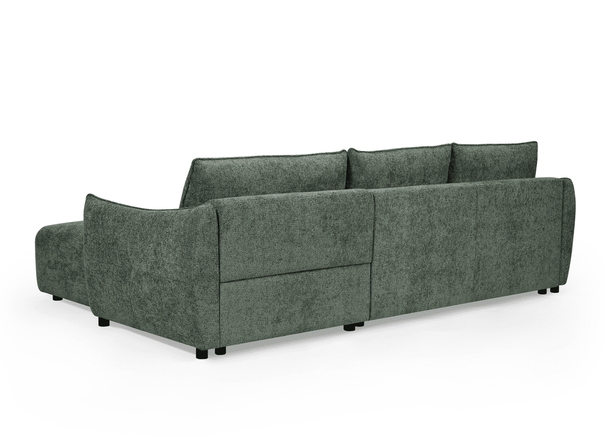 Canapé d'angle convertible et réversible en velours chiné vert olive  MYSA