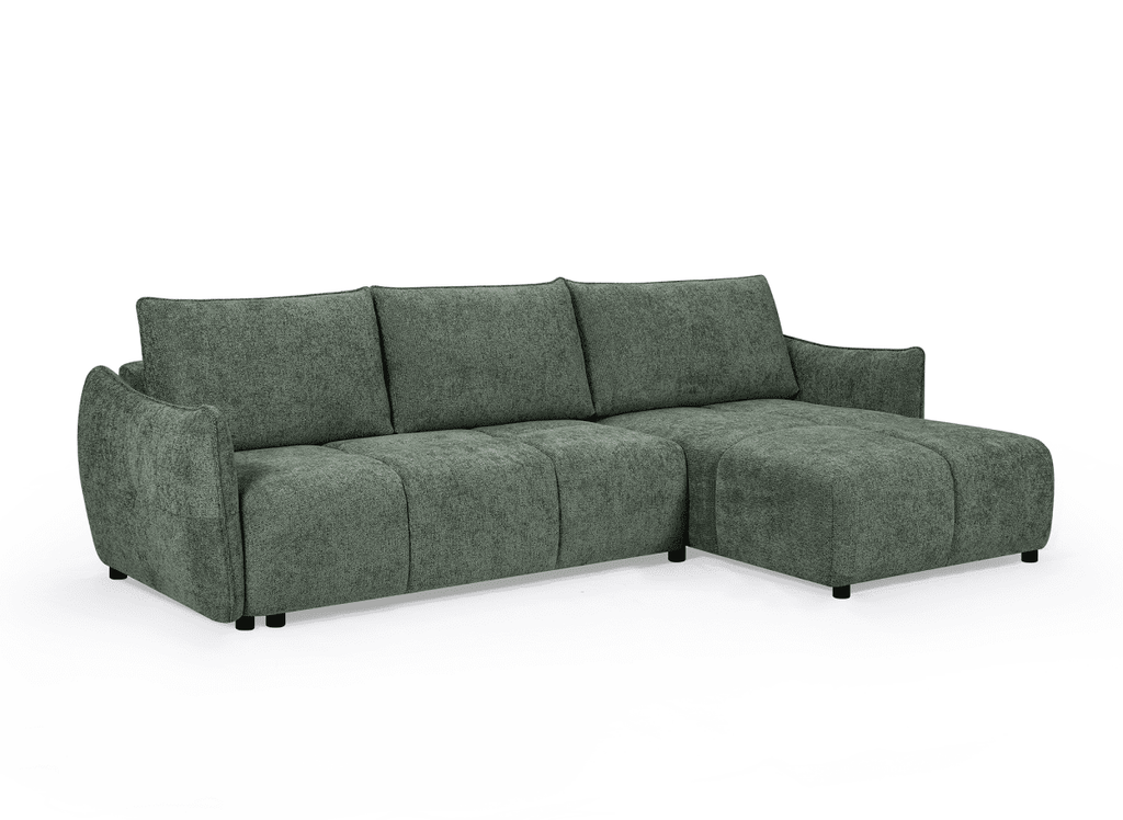 Canapé d'angle convertible et réversible en velours chiné vert olive  MYSA