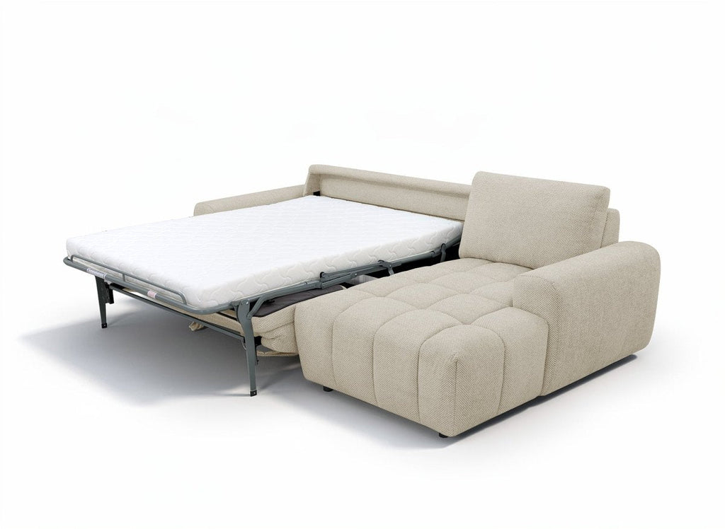 Canapé d'angle convertible ouverture express en tissu beige AGATHE - Angle droit