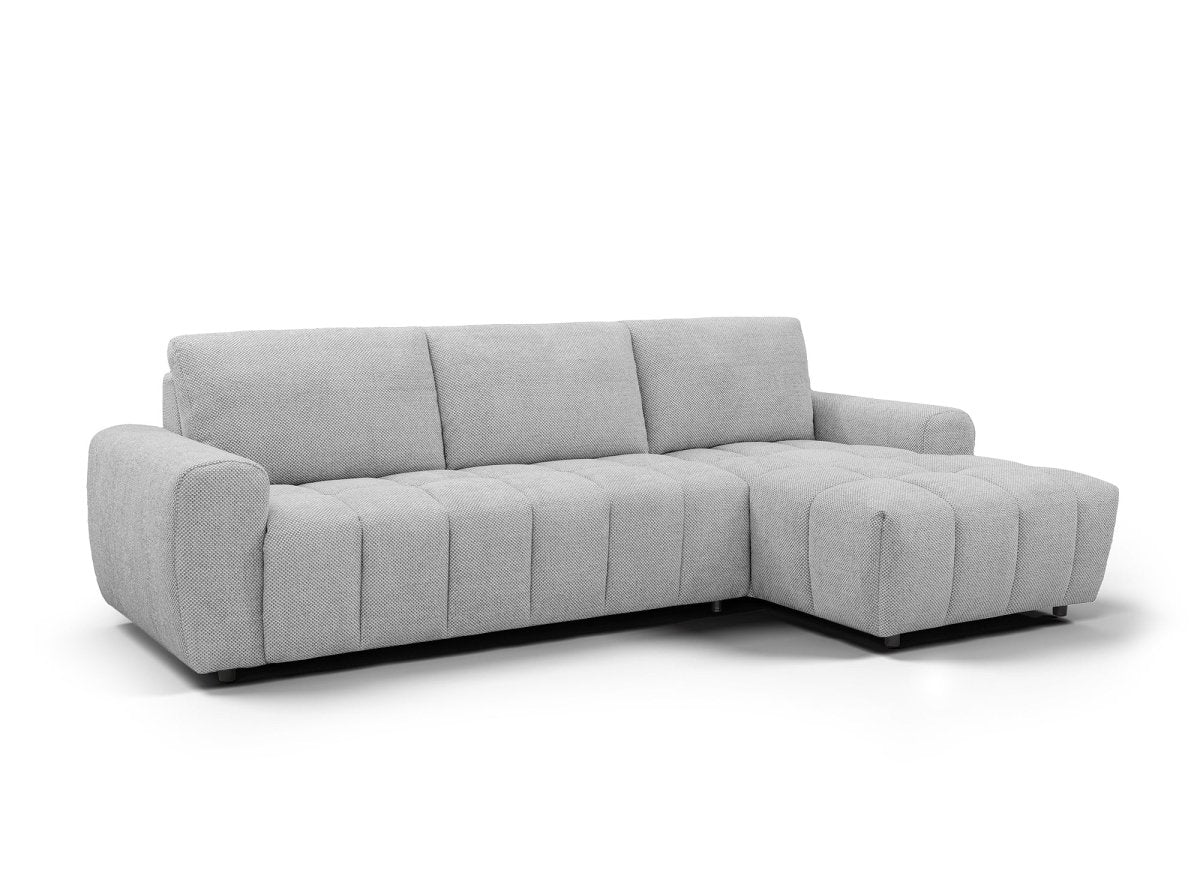 Canapé d'angle convertible ouverture express en tissu gris AGATHE - Angle droit