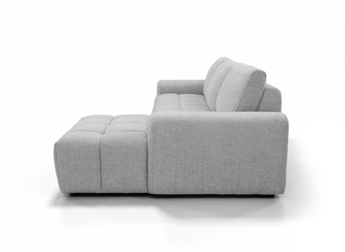 Canapé d'angle convertible ouverture express en tissu gris AGATHE - Angle droit