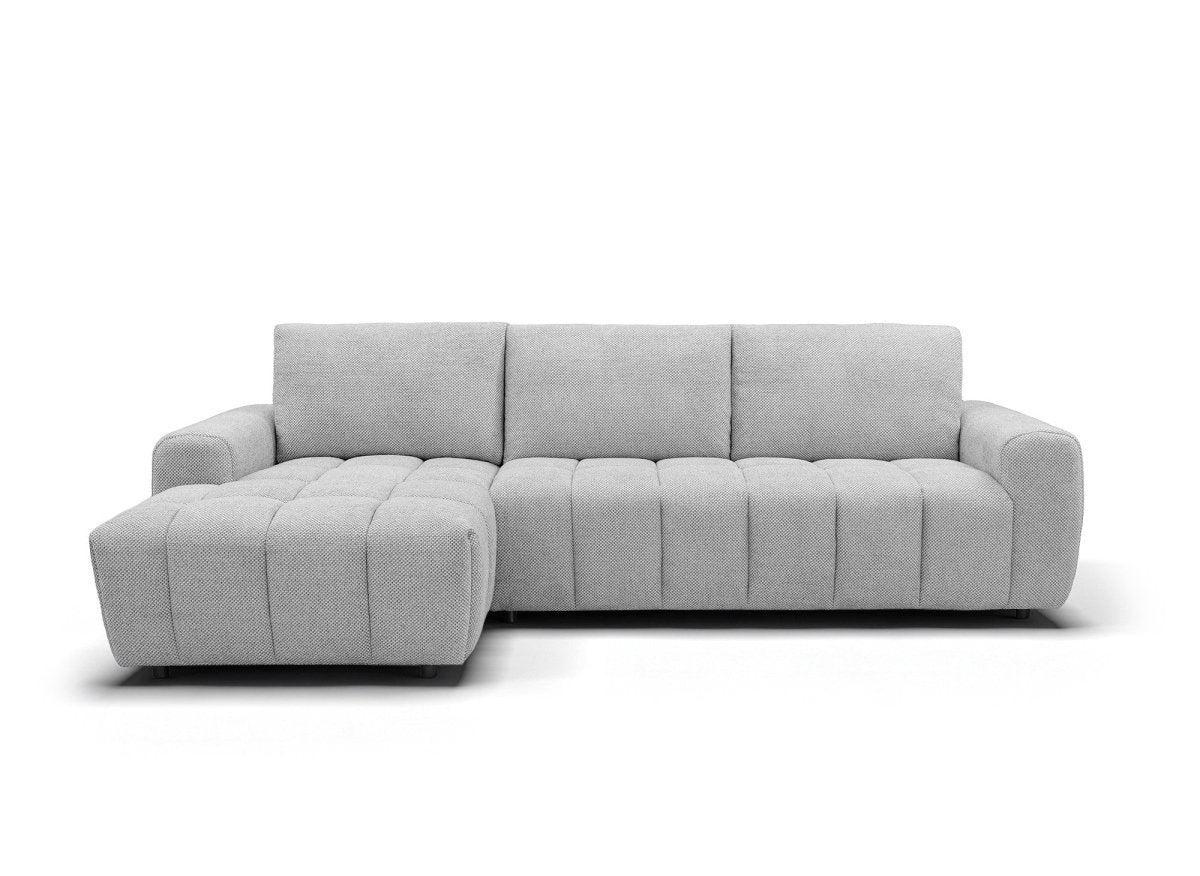 Canapé d'angle convertible ouverture express en tissu gris AGATHE - Angle gauche