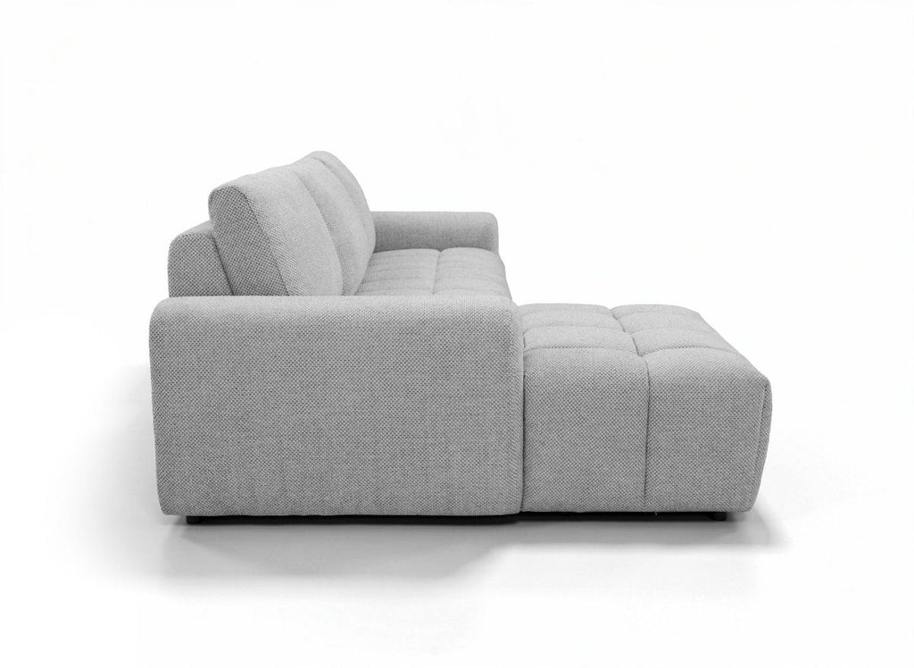 Canapé d'angle convertible ouverture express en tissu gris AGATHE - Angle gauche