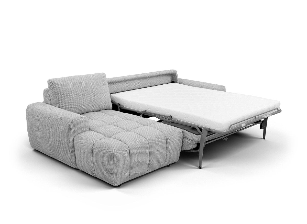 Canapé d'angle convertible ouverture express en tissu gris AGATHE - Angle gauche