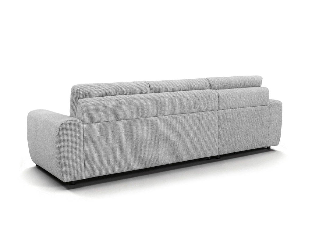 Canapé d'angle convertible ouverture express en tissu gris AGATHE - Angle gauche