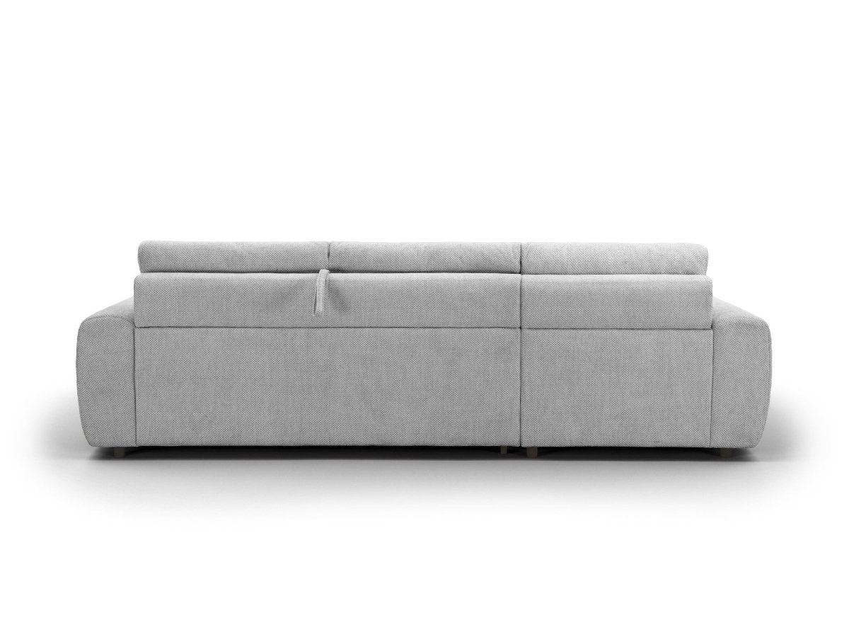 Canapé d'angle convertible ouverture express en tissu gris AGATHE - Angle gauche