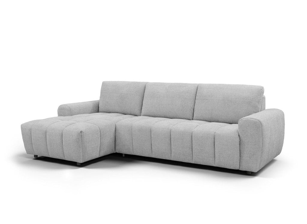 Canapé d'angle convertible ouverture express en tissu gris AGATHE - Angle gauche